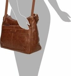 Korting 🌟 Enrico Benetti Caen Schoudertas Dames Leer Look - Cognac Bruin 💯 -Tassen-Dames Winkel 228x840