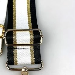 Groothandel 🌟 Wondersathome Bag Strap Zwart Wit Goud Gestreept - Extra Breed - 5 Cm - Goud Metaal - Verstelbaar - Tassenriem - Schouderband - Schouderriem - Tassen Riem - Tas Hengsel - Tassen Band - Gitaar Strap - Cameratas Band - Cross Body - Luxe - Bag Belt - Handtas Bandje 🎉 -Tassen-Dames Winkel 512x840 1