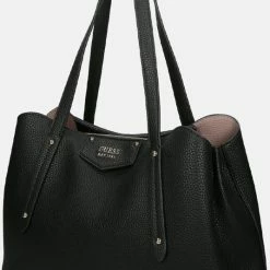 Korting ⭐ Guess Eco Brenton Girlfriend Satchel Dames Handtas - Zwart 👏 -Tassen-Dames Winkel 535x840 2