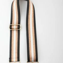 Aanbiedingen 😉 Accessories Junkie Amsterdam Bagstraps- Schouder Band- Verstelbaar- Lurex - Lang- Dames- Tassen Hengsel- Cadeau- Trendy- Katoen Polyester- Goud- Strepen- 135cm- Zwart ✔️