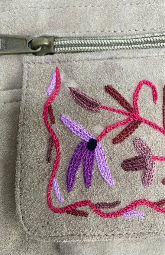 Gloednieuw 𧨠Merkloos Dames Polstas Suède Leer - Bruine Damestas Met Handgeborduurd Bloemenpatroon In Paars - Riemtasje π 7 Gloednieuw 𧨠Merkloos Dames Polstas Suède Leer - Bruine Damestas Met Handgeborduurd Bloemenpatroon In Paars - Riemtasje π - Afbeelding 5