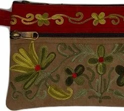 Goedkoopste 🔔 Merkloos Dames Polstas Bruin Suède Leer Met Geel-roodkleurig Handborduurwerk ✨