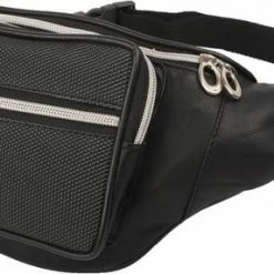 Hete verkoop 🛒 Merkloos Rojafit Unisex Heuptas - Groot - 4 Vakken - Zwart - Nappa Leer Met Luxe Front - Afmeting Ca. 34 X 8 X 15 Cm. 🌟