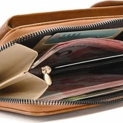 Beste Pirce 👍 Merkloos Portemonnee En Telefoontas In één – Inclusief Schouderkoord – Bruin 🌟 -Tassen-Dames Winkel 550x290 4