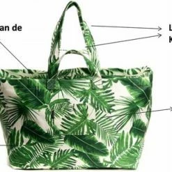 Beste Verkoop 🥰 Ralp Boyer Big Shopper/Grote Strandtas/Weekendtas XXL Dames Shopper - Groen Palmbladeren - Canvas 🎁 -Tassen-Dames Winkel 550x308