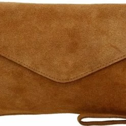 Flash-uitverkoop ✨ Charm London Brixton Suede Leren Clutch / Avondtasje - Cognac 🎉