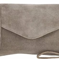 Hete verkoop 💯 Charm London Brixton Suede Leren Clutch / Avondtasje - Grijs ⌛