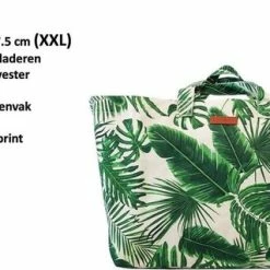Beste Verkoop 🥰 Ralp Boyer Big Shopper/Grote Strandtas/Weekendtas XXL Dames Shopper - Groen Palmbladeren - Canvas 🎁 -Tassen-Dames Winkel 550x319 1