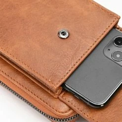 Beste Pirce 👍 Merkloos Portemonnee En Telefoontas In één – Inclusief Schouderkoord – Bruin 🌟 -Tassen-Dames Winkel 550x372 6