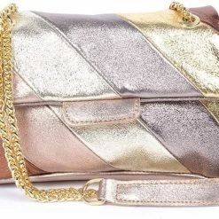 Beste deal 👍 Merkloos Rainbow Metallic - Schoudertas - Echt Leer - Made In Italy - Goud/Brons ✔️
