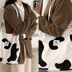 Beste Verkoop 🎁 Fashion Favorite Shopper / Tote Bag - Cow / Koe Corduroy | 37 X 28 X 11 Cm | Katoen 🥰 -Tassen-Dames Winkel 550x431 1