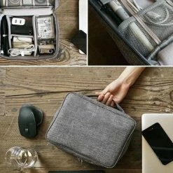 Nieuw 🎁 QY Kabel Organizer Tas, Multifunctionele Opbergtas Voor Elektronica En Accessoires - Grijs ✨ -Tassen-Dames Winkel 550x445