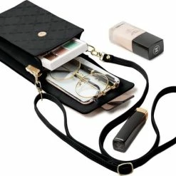 Korting 🔥 ZILOU® Telefoontasje - Schoudertas - Dames - Kunstleer - Zwart 😉 -Tassen-Dames Winkel 550x446 8