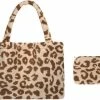 Korting ⌛ Yada Shopper Panterprint Teddy Borg Tas Dames Schoudertas -Mommy Tote Bag- Handtas - Canvas - Katoenen Tas - Tote - Mom-Bag Shopper Teddy Leopard - Trendy Zeer Grote Teddy Bear Shopper- Boodschappentas - 2 🔔