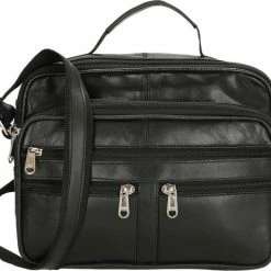 Top 10 🛒 Double-D Schoudertas - Heren / Dames - Reportertas - Echt Leer Zwart 🎁 -Tassen-Dames Winkel 550x463 10