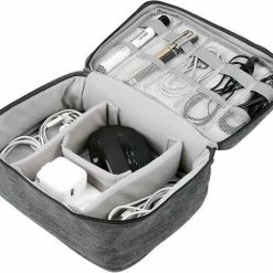 Nieuw 🎁 QY Kabel Organizer Tas, Multifunctionele Opbergtas Voor Elektronica En Accessoires - Grijs ✨ -Tassen-Dames Winkel 550x476