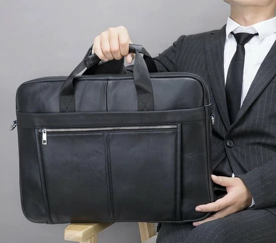 Begroting ❤️ Laptoptas 17 Inch Handtas Heren Schoudertas Waterdichte Tas Leder Zwart - Urban U® ✨ 8 Begroting ❤️ Laptoptas 17 Inch Handtas Heren Schoudertas Waterdichte Tas Leder Zwart - Urban U® ✨ - Afbeelding 6