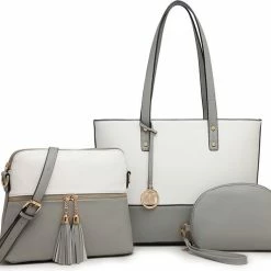 Gloednieuw 😀 Miss Lulu Handtas - Handtassen Dames - Schoudertassen Vrouw - Crossbody - Clutch - Grijs (LG2023 GY/WE) 🌟