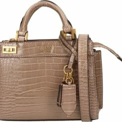 Begroting ❤️ Guess Katey Croc Mini Dames Schoudertas - Taupe - Maat Geen 🧨