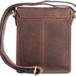 Promo 🤩 Wild Woodss WILD WOODS Leren Schoudertasje Met Sluitflap - Heren / Dames Crossbodytas - Buffelleer - Vintage Donkerbruin ✔️ -Tassen-Dames Winkel 550x498 1