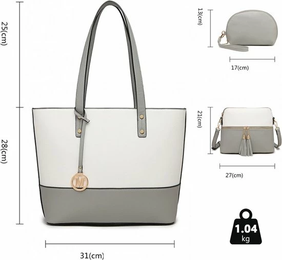 Gloednieuw π Miss Lulu Handtas - Handtassen Dames - Schoudertassen Vrouw - Crossbody - Clutch - Grijs (LG2023 GY/WE) π 5 Gloednieuw π Miss Lulu Handtas - Handtassen Dames - Schoudertassen Vrouw - Crossbody - Clutch - Grijs (LG2023 GY/WE) π - Afbeelding 3