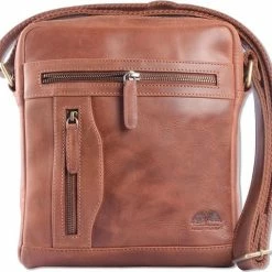 Goedkoopste 😀 Wild Woodss WILD WOODS Leren Casual Crossbody Schoudertas – Heren En Dames Tas – Unisex - Oil Pull-up Leer - Cognac 👏