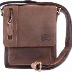Promo 🤩 Wild Woodss WILD WOODS Leren Schoudertasje Met Sluitflap - Heren / Dames Crossbodytas - Buffelleer - Vintage Donkerbruin ✔️ -Tassen-Dames Winkel 550x513 3