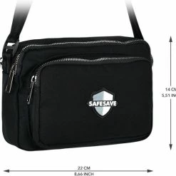 Goedkoopste 😀 SafeSave Schoudertas – Waterafstotend Met Ristsluiting – Afneembare En Verstelbare Schouderriem - Portemonnee - Zwart 😉 -Tassen-Dames Winkel 550x520 2
