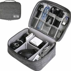 Nieuw 🎁 QY Kabel Organizer Tas, Multifunctionele Opbergtas Voor Elektronica En Accessoires - Grijs ✨