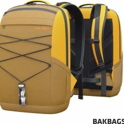 Korting 🔥 BAKBAGS Stockholm Sport Rugzak Met Laptop Vak En Regenhoes - 25 Liter Inhoud - Geschikt Voor 13 Tm 17 Inch Laptops - Praktisch & Stijlvol Met 10 Vakken En Incl. Accessoires - Duurzaam & Gerecycled Materiaal - Geel-Zwart 🤩