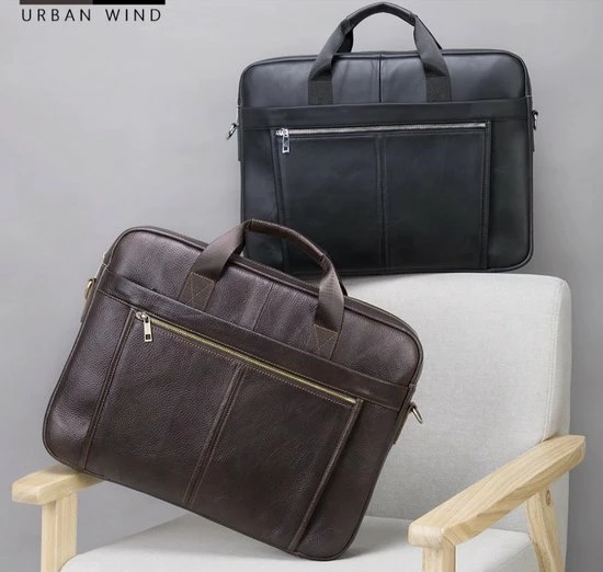 Begroting ❤️ Laptoptas 17 Inch Handtas Heren Schoudertas Waterdichte Tas Leder Zwart - Urban U® ✨ 6 Begroting ❤️ Laptoptas 17 Inch Handtas Heren Schoudertas Waterdichte Tas Leder Zwart - Urban U® ✨ - Afbeelding 4