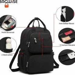 Goedkoopste 🤩 Bagwise® Rugzak - Rugtas - 10 Lt - Dames - Heren - (CR1248) Zwart ⌛ -Tassen-Dames Winkel 550x524 6