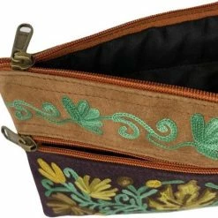 Kopen 👍 Merkloos Dames Polstas Zwart Suède Leer Met Handborduurwerk In Geel En Oranje 🧨 -Tassen-Dames Winkel 550x525