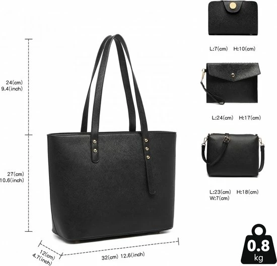 Groothandel ๐ฅฐ Miss Lulu Handtas | Crossbodytas | Clutch | Portemonnee - Damestas 4-delige Set - Kunstleer - Grote Capaciteit - Zwart (LG6931 BK) ๐ 7 Groothandel ๐ฅฐ Miss Lulu Handtas | Crossbodytas | Clutch | Portemonnee - Damestas 4-delige Set - Kunstleer - Grote Capaciteit - Zwart (LG6931 BK) ๐ - Afbeelding 5