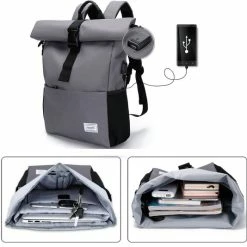 Groothandel ❤️ Caliyo Massi Miliano Roll-top Rugzak Unisex 15.6"inch Grijs - (3015-25) - ⌛ -Tassen-Dames Winkel 550x534 6