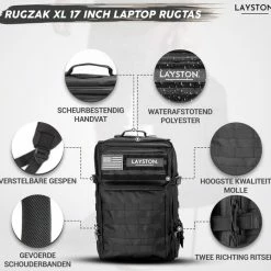 Begroting 🔔 Layton LAYSTON. - Tactische Rugzak 45 Liter - Rugtas - Tactical 🎒 Backpack - Sport School Werk - Zwart ⌛ -Tassen-Dames Winkel 550x536 5