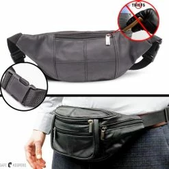 Korting ⌛ Safekeepers Leren Heuptas - Buideltasje - Dames En Heren - Leder - Zwart 🎁 -Tassen-Dames Winkel 550x538 1