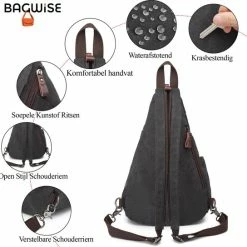Beste recensies van ❤️ Bagwise® - Rugzak - Slingbag - Crossbodytas -Canvas - 10L -Vintage - 1276 Zwart 🔔 -Tassen-Dames Winkel 550x544
