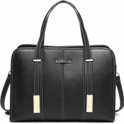 Groothandel ❤️ Miss Lulu Handtas - Dames Schoudertas - Kunstleren Werktas - Zwart (LG1949 BK) ❤️