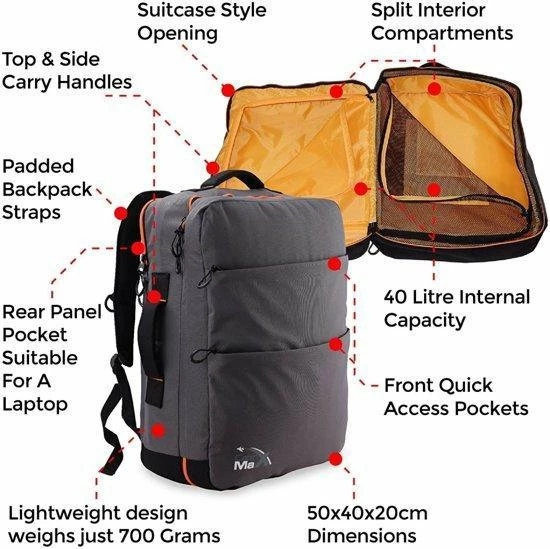 Korting π Cabin Max CabinMax π Handbagage - Rugzak 40l– Schooltas Reistas - 55x40x20cm – Lichtgewicht – Grijs (Edinburgh) β¨ 4 Korting π Cabin Max CabinMax π Handbagage - Rugzak 40l– Schooltas Reistas - 55x40x20cm – Lichtgewicht – Grijs (Edinburgh) β¨ - Afbeelding 2