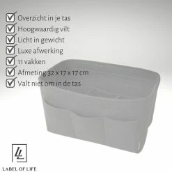 Kopen ⌛ Label Of Life Bag In Bag - Tas Organizer - Handtas Vrouwen - 11 Vakken Maat L - Zwart Vilt - Hoogwaardige Kwaliteit 😉 -Tassen-Dames Winkel 550x550 257