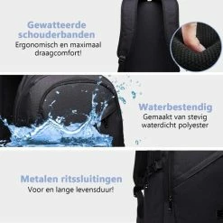 Kopen 🤩 Kono - Laptoptas 15.6 Inch - Rugzak Met USB Poort - Unisex - Zwart 🔔 -Tassen-Dames Winkel 550x550 47