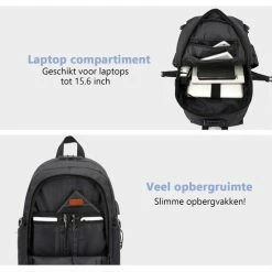 Kopen 🤩 Kono - Laptoptas 15.6 Inch - Rugzak Met USB Poort - Unisex - Zwart 🔔 -Tassen-Dames Winkel 550x550 48