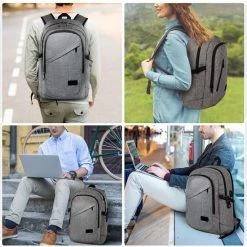 Kopen 🤩 Kono - Laptoptas 15.6 Inch - Rugzak Met USB Poort - Unisex - Zwart 🔔 -Tassen-Dames Winkel 550x550 49