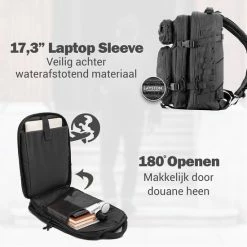 Begroting 🔔 Layton LAYSTON. - Tactische Rugzak 45 Liter - Rugtas - Tactical 🎒 Backpack - Sport School Werk - Zwart ⌛ -Tassen-Dames Winkel 550x550 536