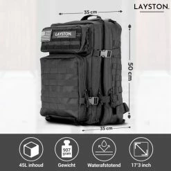 Begroting 🔔 Layton LAYSTON. - Tactische Rugzak 45 Liter - Rugtas - Tactical 🎒 Backpack - Sport School Werk - Zwart ⌛ -Tassen-Dames Winkel 550x550 537