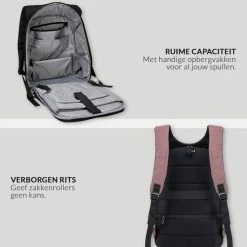 Begroting ⭐ Anti Diefstal Rugzak Inclusief Usb Oplaadstation - Geschikt Voor Laptop - Anti Theft En Spat Waterdicht| Lovnix Bag104 | Roze 🤩 -Tassen-Dames Winkel 550x550 629