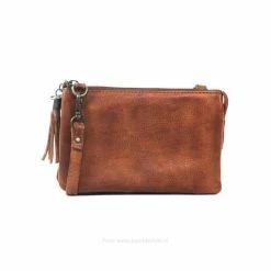 Goedkoopste 😍 Bear Design Alessia Leren Schoudertasje/Clutch - Cognac ⌛