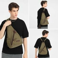 Beste deal 👏 Bagwise® - Rugzak - Slingbag - Crossbodytas - Canvas - 10L -Vintage - 1276 Groen ✔️ -Tassen-Dames Winkel 550x550 650