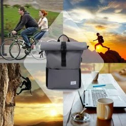 Groothandel ❤️ Caliyo Massi Miliano Roll-top Rugzak Unisex 15.6"inch Grijs - (3015-25) - ⌛ -Tassen-Dames Winkel 550x550 683